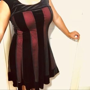 Velvet and mesh cocktail dress